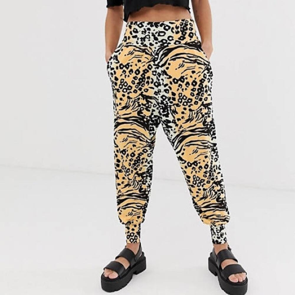 ASOS Harem Pants In Bright Animal Print Women's Size 2
